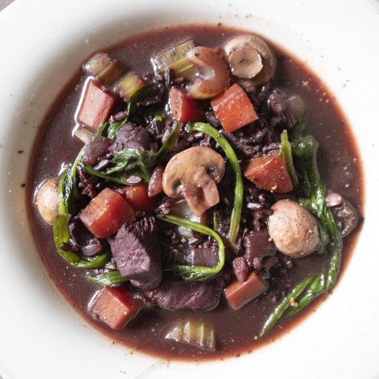 Dairy free chicken black rice soup