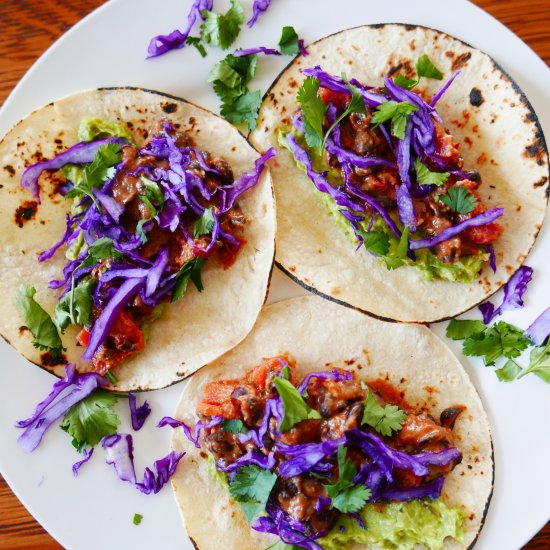 Refried Black Bean and Queso Tacos