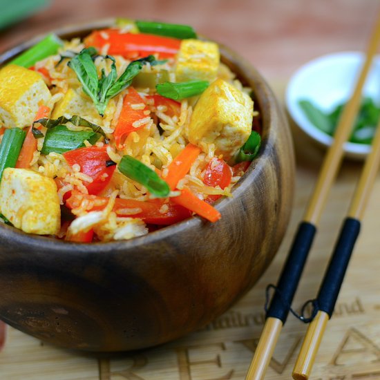 Thai Basil Fried Rice with Tofu