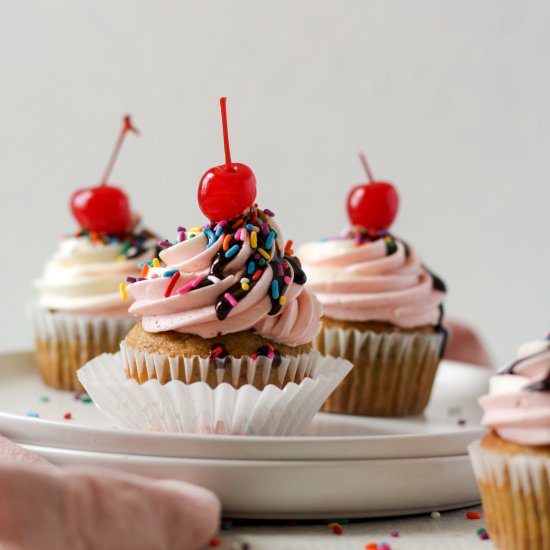 Banana Split Cupcakes