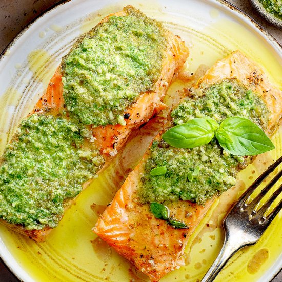 Pesto butter salmon