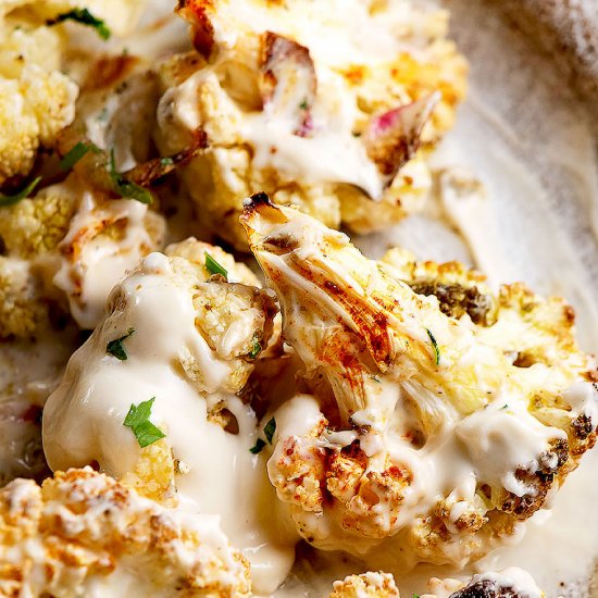 Roasted cauliflower with tahini