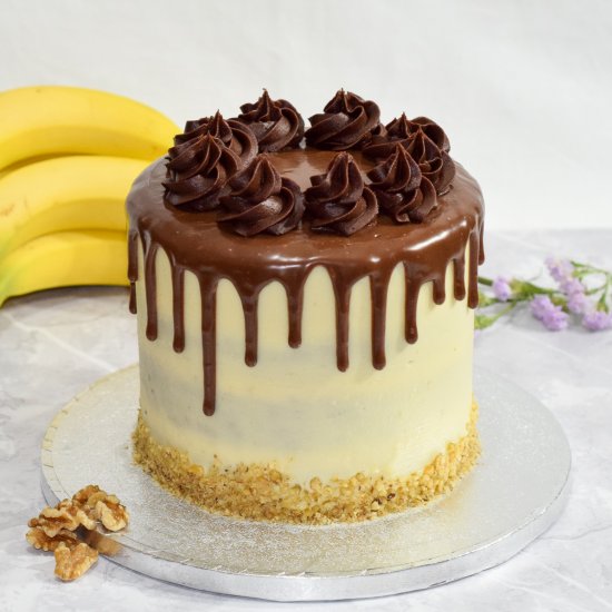 Banana Walnut Drip Cake