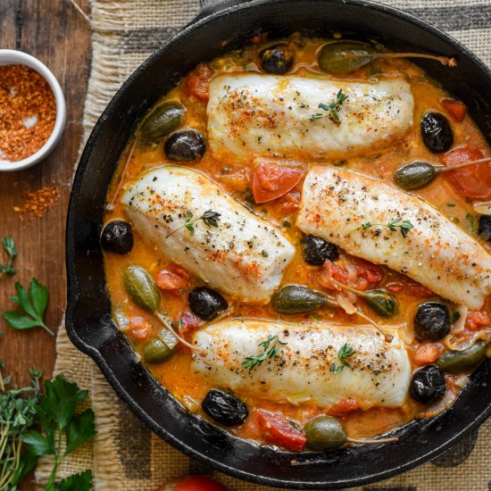 Cod Provençal with Capers & Olives