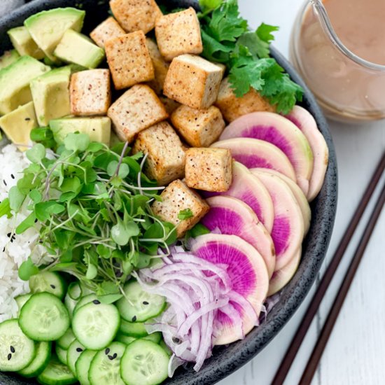 Seared Miso Tofu Poke Bowl