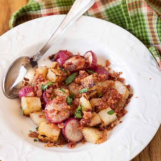 Pan Roasted Kohlrabi & Radishes