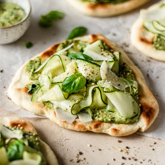 Zucchini Flatbreads w/ Vegan Pesto