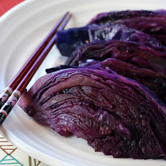 Soy-glazed red cabbage