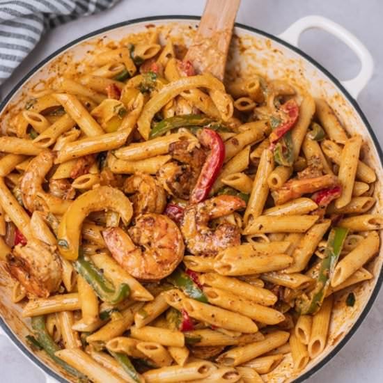 Rasta Pasta with Shrimps