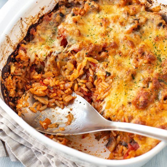 Cheesy baked tomato rice