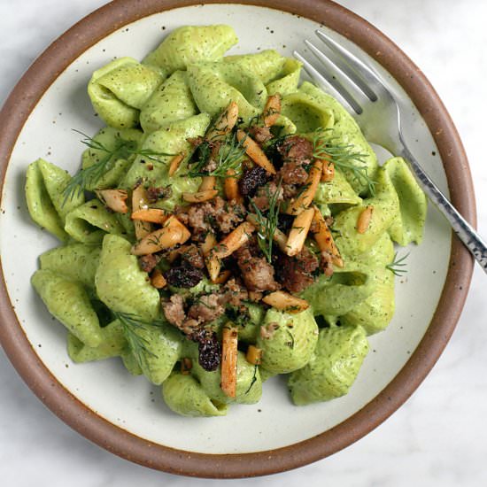 Spiced Lamb and Dill Yogurt Pasta