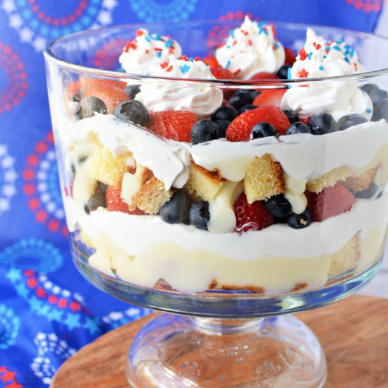 Red White and Blue Cheesecake Trifl