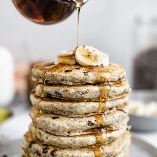 Fluffy Chia Chip Pancakes