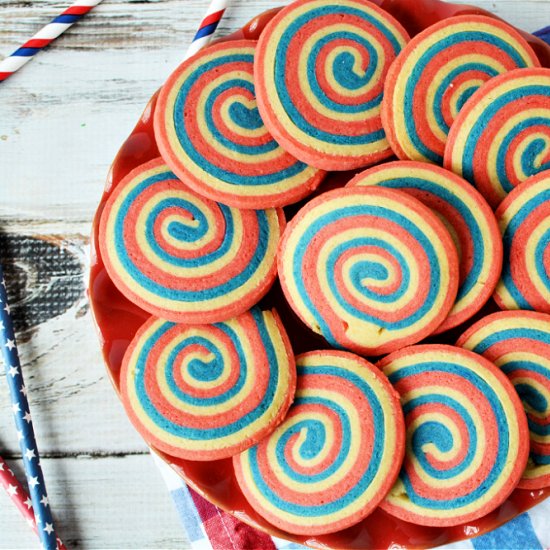 Red White and Blue Swirl Cookies