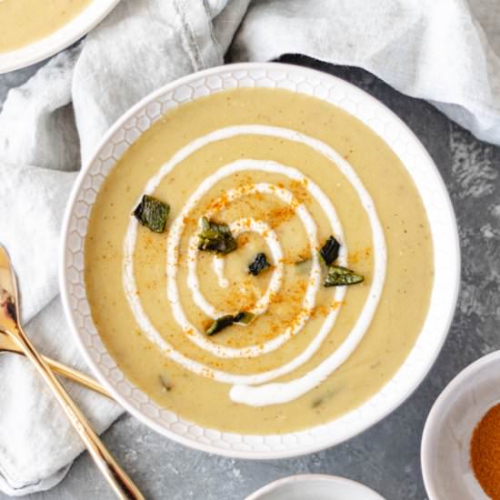 Creamy Roasted-Poblano Potato Soup