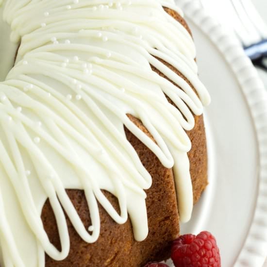 White Chocolate Raspberry Bundt