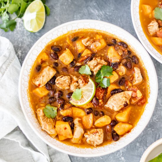 Spicy-Sweet Potato Bean Soup