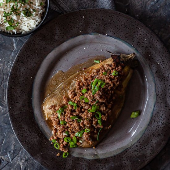 Grilled Eggplant with Ground Pork