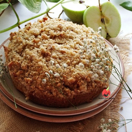 Eggless Apple Streusel Cake