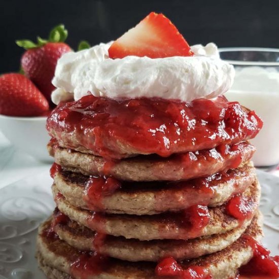 Strawberry Oatmeal Pancakes