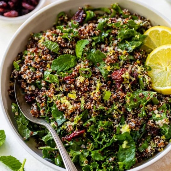 Quinoa w Kale, Cranberries and Mint