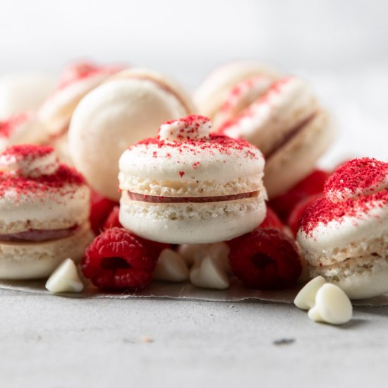 White Chocolate Raspberry Macarons