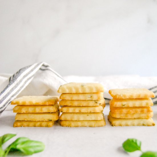 Lemon Basil Shortbread Cookies