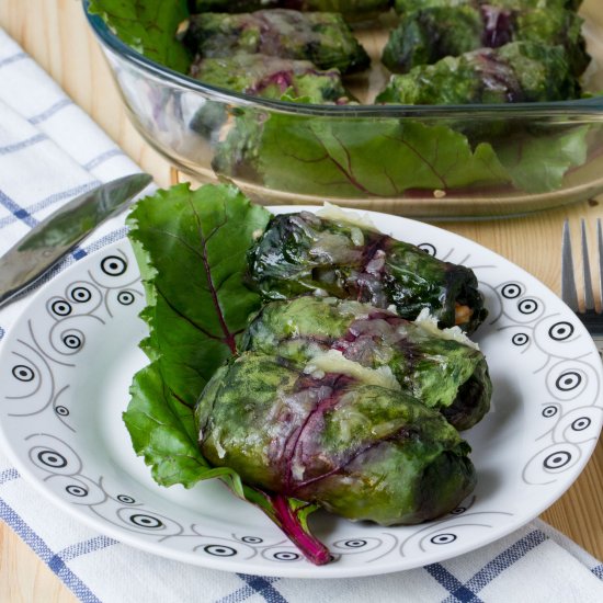 Beet leaves roulades