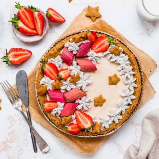 Strawberry and Rhubarb Custard Tart