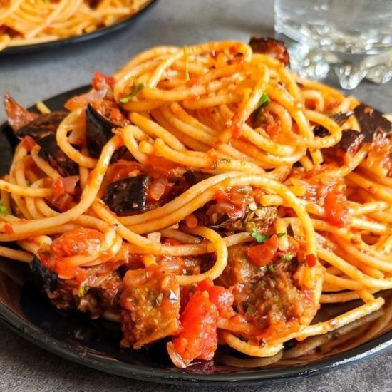 Roasted eggplant pasta