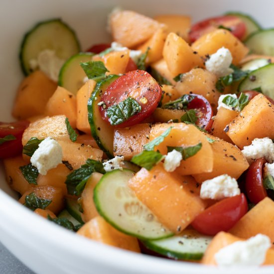 Vegan Cantaloupe Salad With Feta