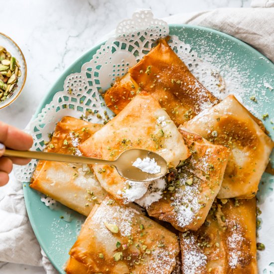 Tamriyeh- semolina stuffed fritters