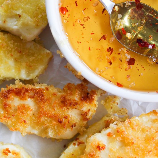 FRIED HALLOUMI WITH HOT HONEY