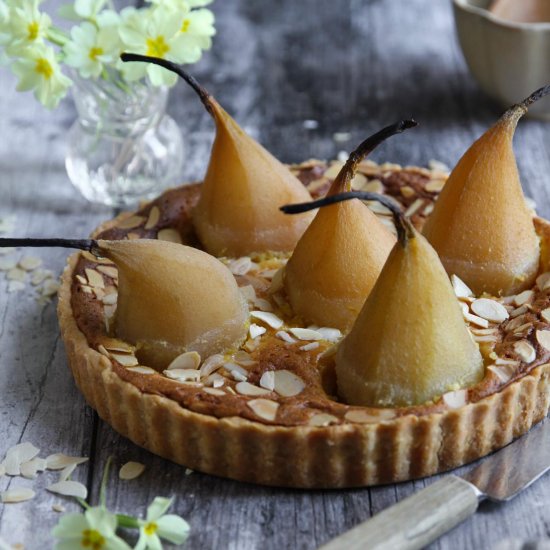 Poached Pear Almond Tart