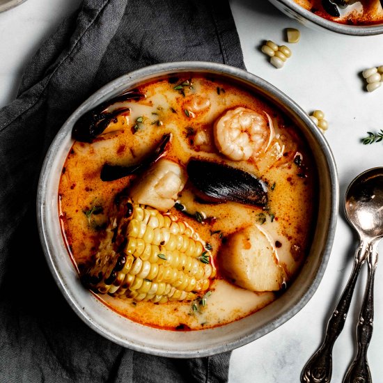 summer corn and seafood stew