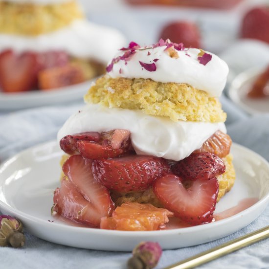 Strawberry rose shortcake