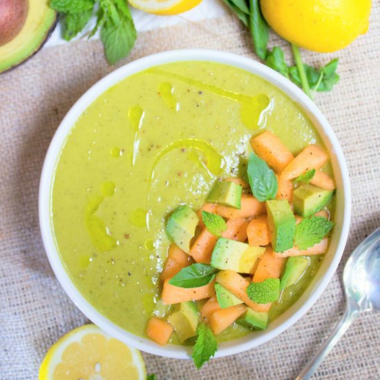 Chilled Melon Avocado Gazpacho