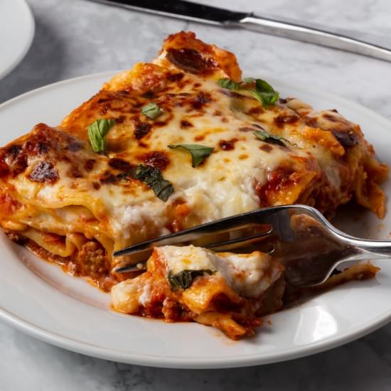 Pork and Beef Bolognese Lasagna