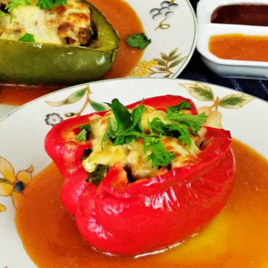 Stuffed bell pepper with ground bee