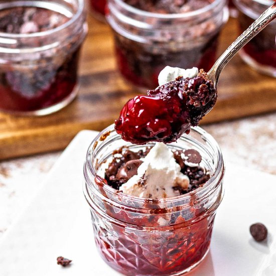 Chocolate Cherry Dump Cake in a Jar