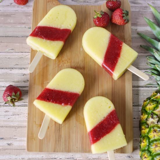 Pineapple Strawberry Popsicles