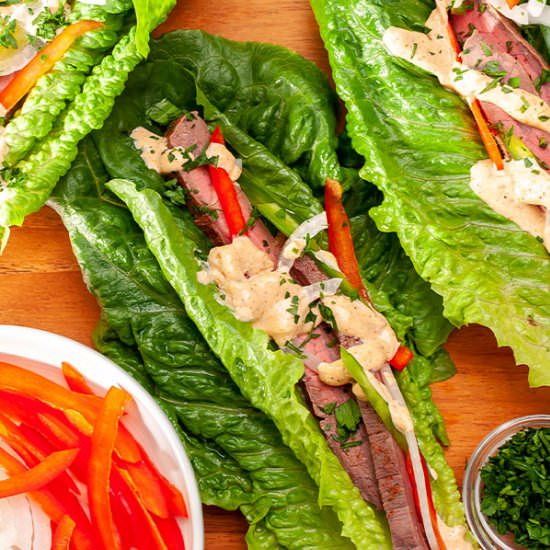 Cajun Flank Steak Lettuce Wraps