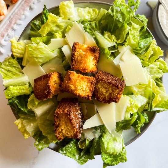 Caesar Salad & Cornbread Croutons