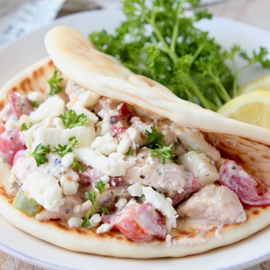 Greek Chicken Salad Pita Sandwich