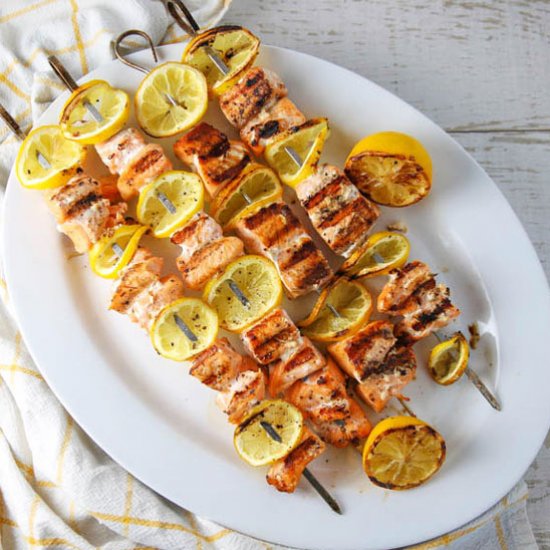 Grilled Lemon Salmon Skewers