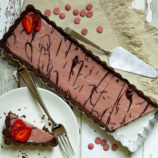 No Bake Ruby Chocolate Tart