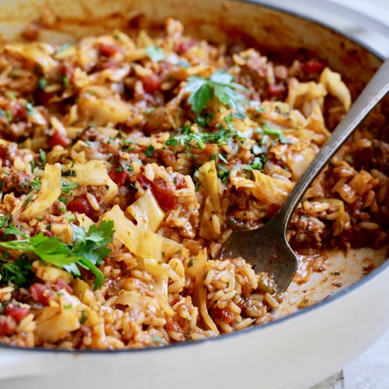 Unstuffed Chorizo Cabbage Skillet