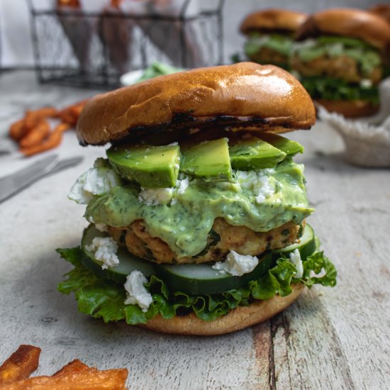 Avocado Green Goddess Turkey Burger