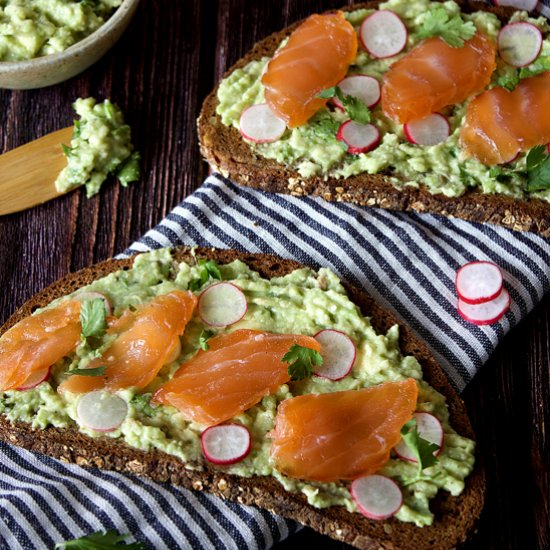 Gravlax salmon avocado toast