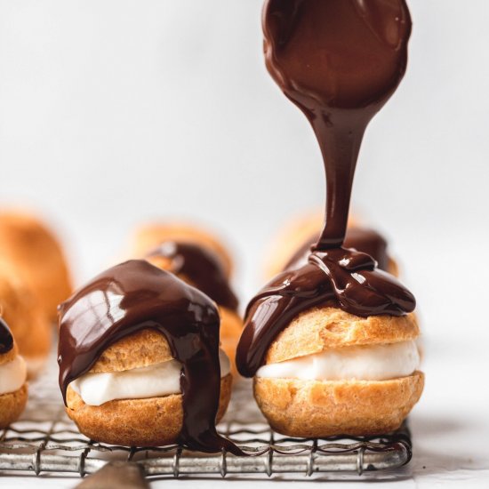 Mini Chocolate Covered Cream Puffs